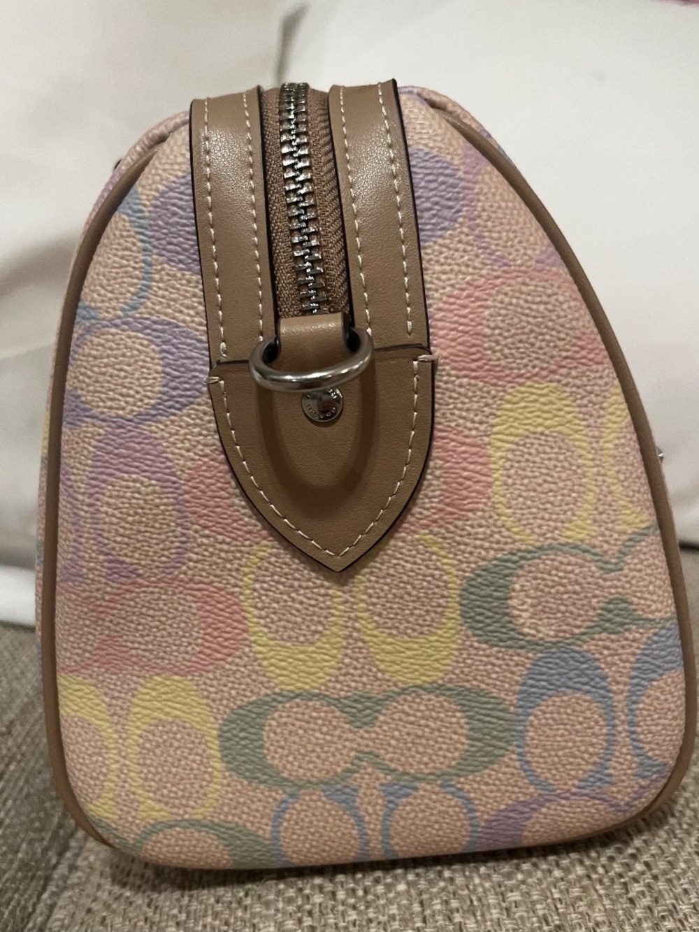LIKE NEW Coach Rowan Pastel Rainbow Multicolor Signature Satchel Bag - Picture 5 of 13